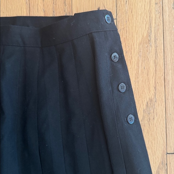 Talbots | Midi Wool Pleated Black Skirt | side buttons | Size 10 - Picture 2 of 4
